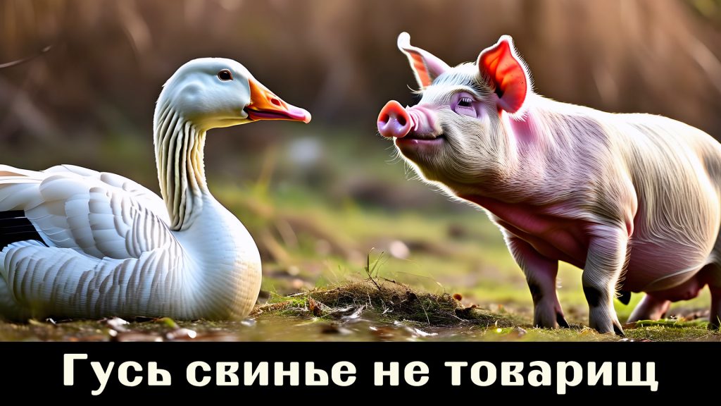 Пословица - "Гусь свинье не товарищ"