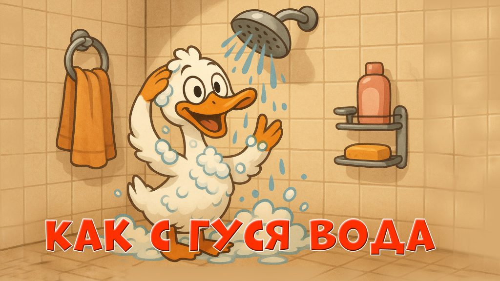 Как с гуся вода - фразеологизм